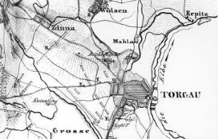 Torgau. Ausschnitt aus: Karten des siebenjährigen Krieges