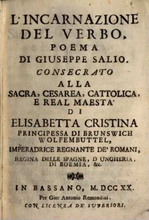 L' incarnazione del verbo : poema