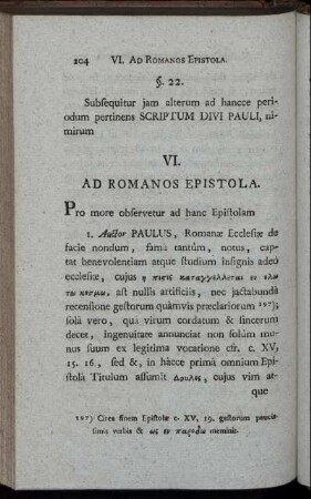 VI. Ad Romanos Epistola.