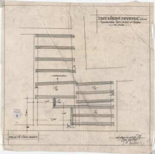 Bestelmeyer, German; Neuburg an der Donau (Bayern); Ev. Kirche - Saalbau, Balkenlage über Eingang (Aufsicht)