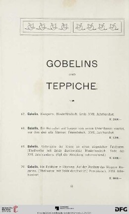 Gobelins und Teppiche (Nr. 67-80)