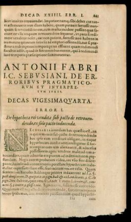 Antonii Fabri ... Decas Vicesimaquarta.