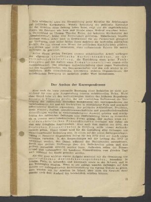 Der Ausbau der Korrespondenzen
