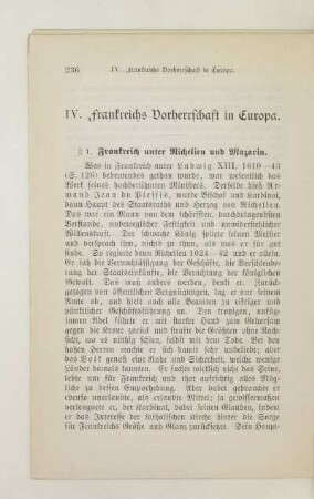 IV. Frankreichs Vorherrschaft in Europa