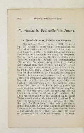 IV. Frankreichs Vorherrschaft in Europa