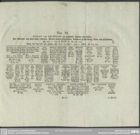 Tab. VI. Detlef von Ahlefeldt ...