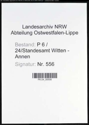 Sterberegister Standesamt Witten-Annen
