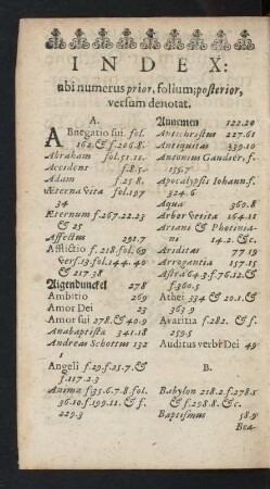 Index: abi numerus prior, folium; posterior, versum denotat.