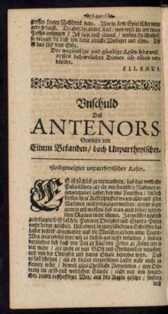 Unschuld Deß Antenors.