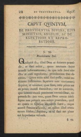 Caput Quintum, De Providentia Divina, Eius Ministris, Angelis, Ac De Electione Et Reprobatione.