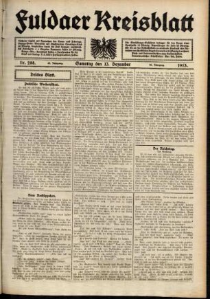 Dritte Ausgabe vom Samstag, den 13. Dezember 1913.