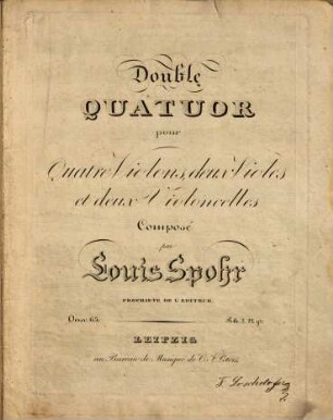 Double quatuor pour quatre violons, deux violes et deux violoncelles : oeuv. 65