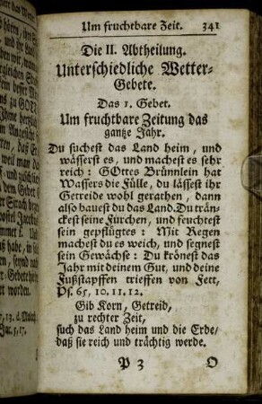 Die II. Abtheilung. Unterschiedliche Wetter-Gebete.