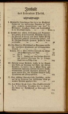 Innhalt des siebenden Theils