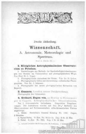 Zweite Abtheilung. Wissenschaft