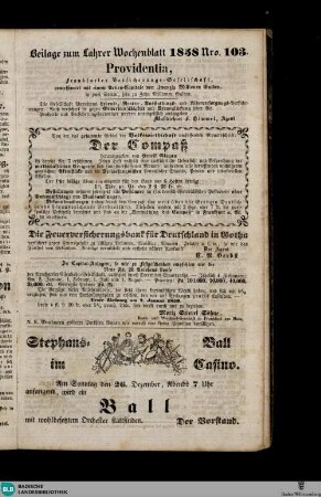 Lahrer Wochenblatt, Beilage zum Lahrer Wochenblatt