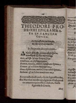 Theodori Prodromi Epigrammata In Sanctam Crucem
