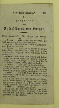 XVI. Erstes Hauptstück. Die Hauptstücke des Catechismus von Luther
