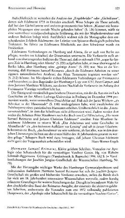 Reimarus, Hermann Samuel :: Kleine gelehrte Schriften, Vorstufen zur Apologie oder Schutzschrift für die vernünftigen Verehrer Gottes, hrsg. von Wilhelm Schmidt-Biggemann, (Veröffentlichungen der Joachim Jungius-Gesellschaft der Wissenschaften Hamburg, 79) : Göttingen, Vandenhoeck & Ruprecht, 1994
