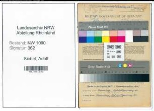 Entnazifizierung Adolf Siebel , geb. 28.01.1896 (Hilfsarbeiter)