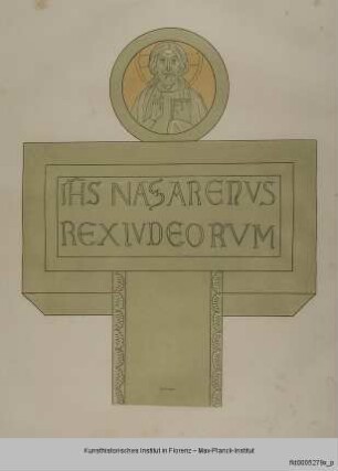Oberer Abschluss eines Kruzifixes mit Christus Pantokrator