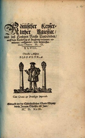 Römisch kayserlicher Majestät und deß Heyl. R. Reychs Landtfriden : auff dem Reychstag zu Augspurg declarirt a. 1548