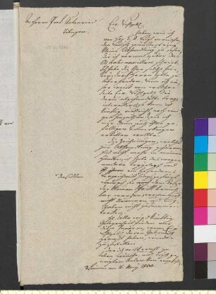 Brief von Goethe, Johann Wolfgang von an Autenrieth, Johann Hermann Ferdinand