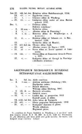 Kalendarium Necrologicum Ecclesiae Metropolitanae Salzburgensis.