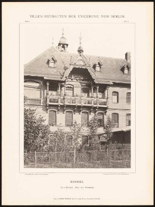 Villa Ravené, Berlin-Wannsee: Ansicht Westseite (aus: Hermann Rückwardt, Villen-Neubauten der Umgebung von Berlin)
