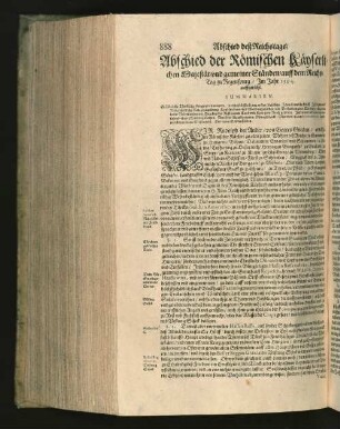 Abschied der Römischen Käyserlichen Majestät/ und gemeiner Ständen/ ... [u. a.]