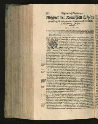 Abschied der Römischen Käyserlichen Majestät/ und gemeiner Ständen/ ... [u. a.]