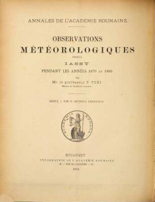 Observatiunĭ meteorologice : = Observations météorologiques. 2. 1879/80 (1882)