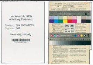 Entnazifizierung Hedwig Heinrichs , geb. 15.05.1907 ()