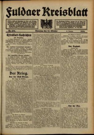 Ausgabe vom Dienstag, den 20. Oktober 1914.