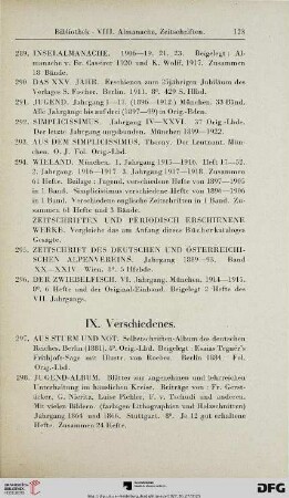 IX. Verschiedenes (Nr. 297-316)
