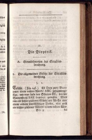 IV. Die Dioptrik.