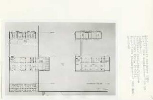 Kirchliches Gemeindezentrum, Berlin-Schöneberg (Diplomarbeit bei Peter Poelzig): Grundrisse Kellergeschoss und Erdgeschoss 1:200