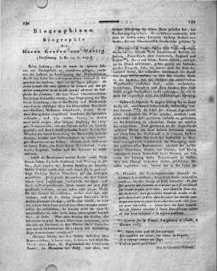 [Fortsetzung v. St. 14, S. 109:] Biographieen. Biographie des Herrn Grafen von Hartig.