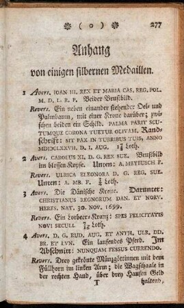 Anhang von einigen silbernen Medaillen.