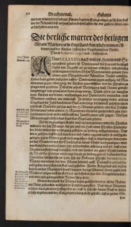 Die herliche marter des heiligen Albani Martyrers in Engelland/ den etliche nennen Albinum ...