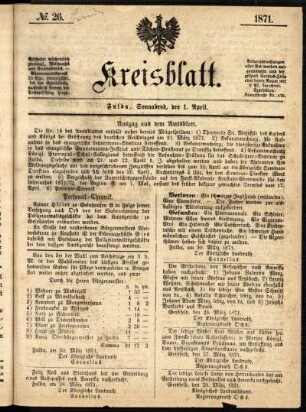 Ausgabe vom Samstag, den 01. April 1871.