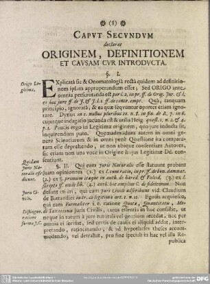 Caput Secundum declarat Originem, Definitionem Et Causum Cur Introducta
