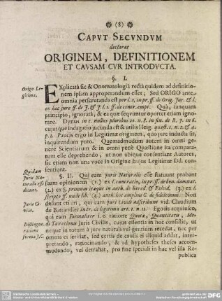 Caput Secundum declarat Originem, Definitionem Et Causum Cur Introducta