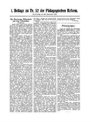 Die Hamburger Hilfsschule und ihre Schwächen : 1. Beilage zu Nr. 52 der Pädagogischen Reform