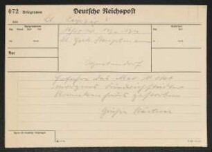 Brief von Erhart Kästner an Gerhart Hauptmann