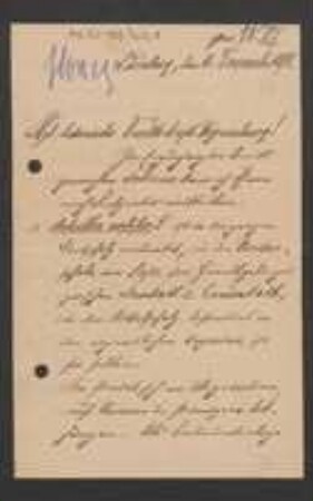 Brief von Philipp Honig an Regensburgische Botanische Gesellschaft