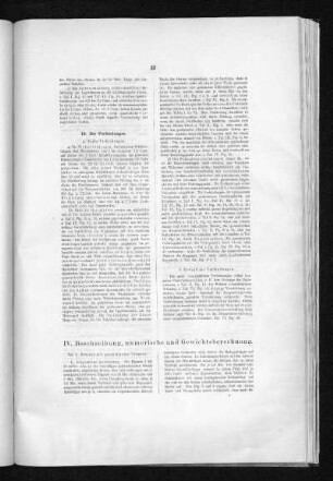 IV. Beschreibung, numerische und Gewichtsberechnung