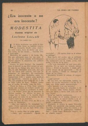Modestita : ¿Era inocente o no era inocente? Cuento original de Luciano Luccoli.