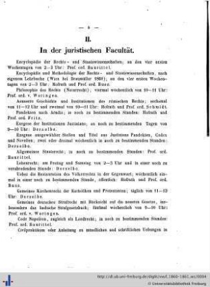 II. In der juristischen Fakultät.