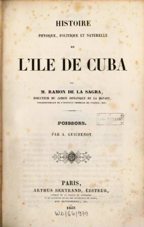 Histoire physique, politique et naturelle de l'île de Cuba, Partie 5. Poissons